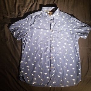 Dinosaur skateboarding button up shirt